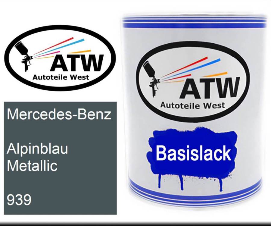 Mercedes-Benz, Alpinblau Metallic, 939: 1L Lackdose, von ATW Autoteile West.